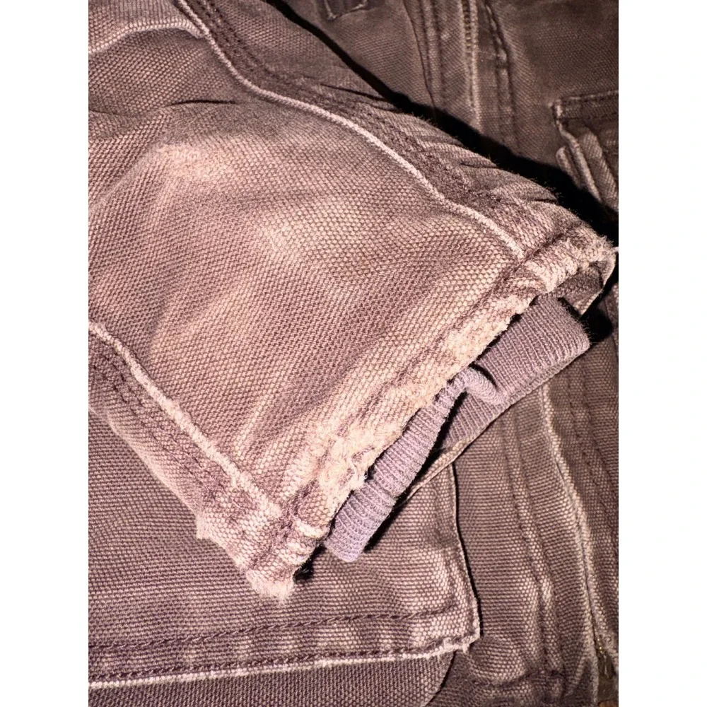 Carhartt Kids Brown Duck Canvas Sherpa Lined Hooded Jacket Size 5 Distressed‎